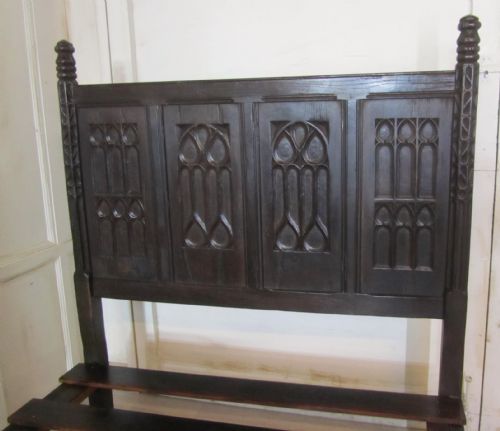 fig 1. A Superb Gothic Carved Oak Double bed