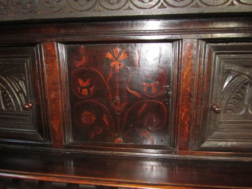 fig 1. Charming 18th Century Inlaid Court Cupboard