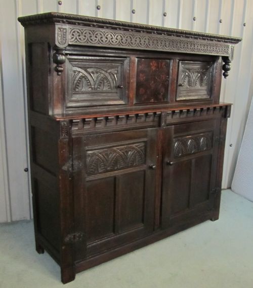 fig 2. Charming 18th Century Inlaid Court Cupboard