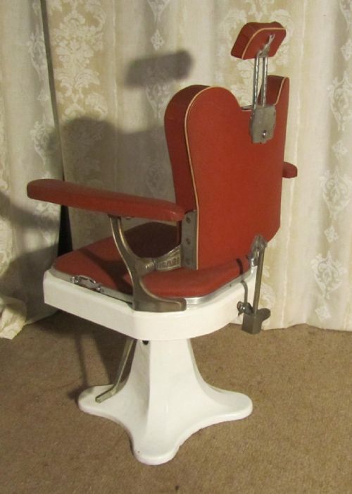 fig 1. This one of 2 French Vintage Vinyl & Enamel Barbers Chairs by Figaro Paris