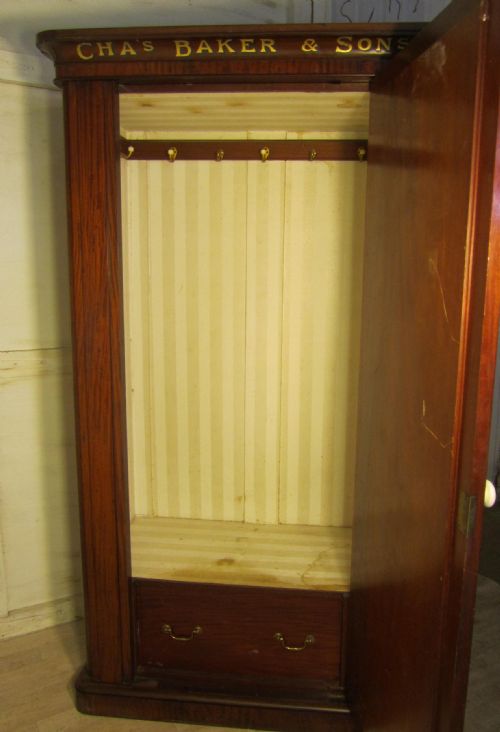 fig 1. Victorian Mahogany Gentleman’s Wardrobe from a Gentleman’s Outfitter Shop Display