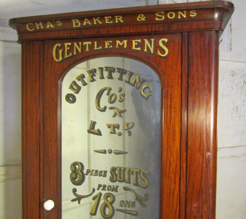 fig 2. Victorian Mahogany Gentleman’s Wardrobe from a Gentleman’s Outfitter Shop Display