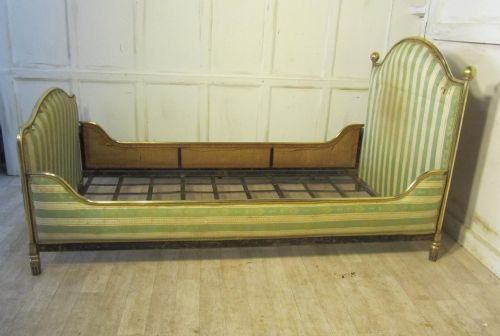 fig 1. 19th Century French Upholstered Brass Bed, Single Day Bed