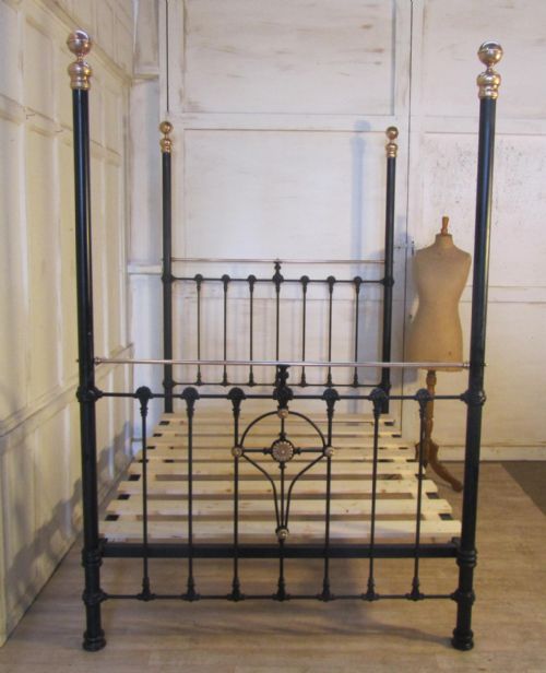 fig 1. Victorian Art Nouveau 4 Poster Brass and Iron Double Bed