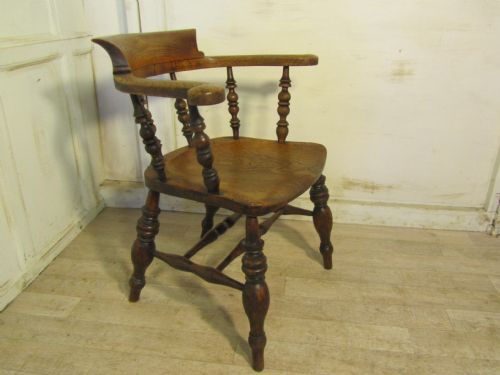 19th Century Elm & Ash Smokers Bow Office or Desk Chair