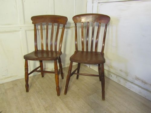 fig 1. A Harlequin Set of 6 Beech & Elm Country Kitchen Dining Chairs
