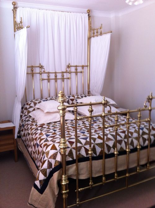 Victorian Arts and Crafts Half Tester Brass Double Bed by Heal & Sons