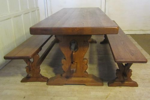 French Oak Refectory Table and Benches