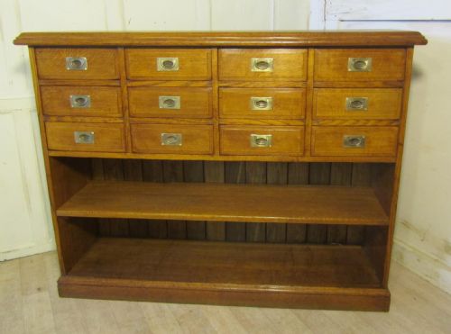 fig 1. Set of Golden Oak Filing Drawers, Shop or Office Unit, Bookshelf