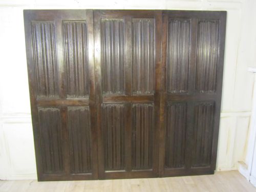 3 Large Pieces of Antique Carved Oak Wall Paneling, Bed Head, Dressing Screen