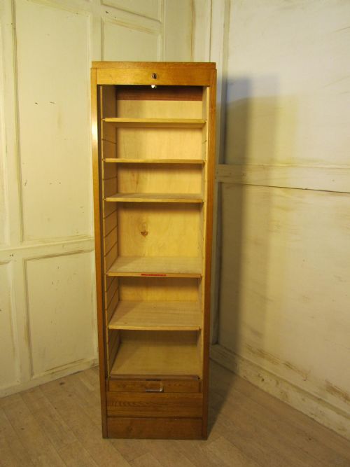 fig 1. A French Tambour Fronted Oak Art Deco Filing Cabinet