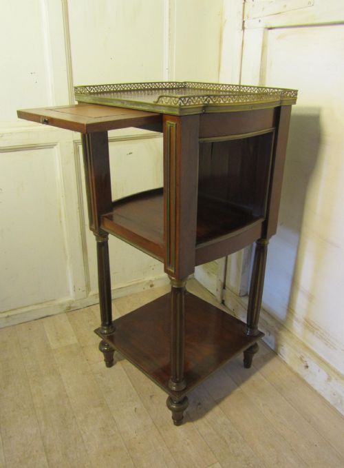 French Mahogany & Inlaid Brass Étagère or Hall Table
