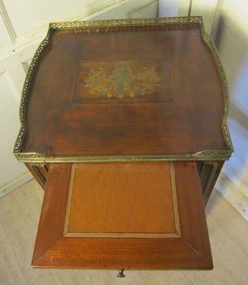 fig 1. French Mahogany & Inlaid Brass Étagère or Hall Table