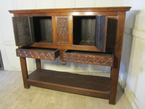 fig 1. 17th Century Carved Oak Livery Cupboard or Court Cupboard, Dresser