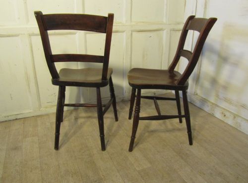 fig 1. A Pair Victorian Beech and Elm Bar Back Kitchen Chairs