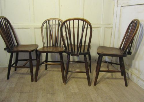 fig 1. Set of 4 Victorian Beech & Elm Hoop Back Windsor Chairs
