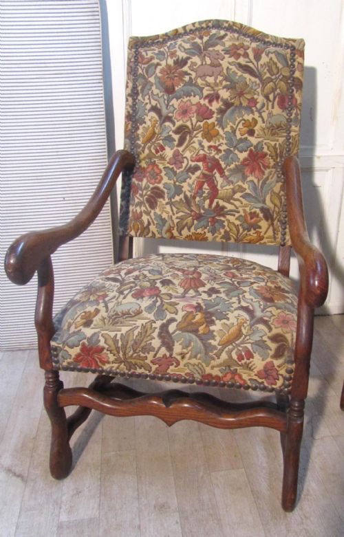fig 1. Superb Set of 10 Upholstered French Oak Dining Chairs