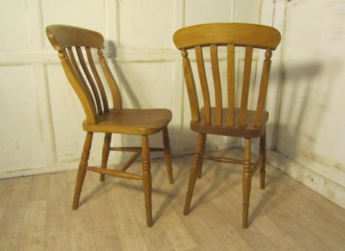 fig 1. A Harlequin Set of 4 Beech & Elm Country Kitchen Dining Chairs