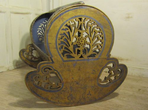 fig 1. 19th Century Carved and Shabby Painted Scandinavian Rocking Crib