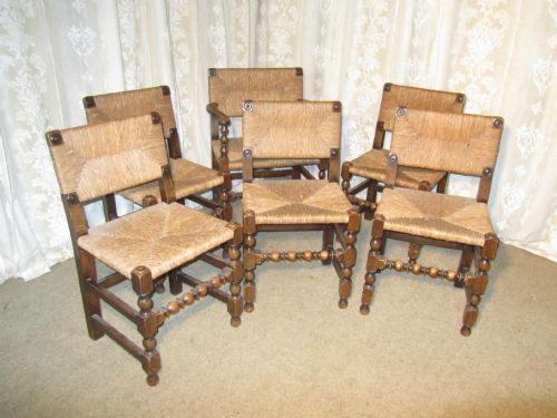 Set of 6 Country Oak Dining Chairs