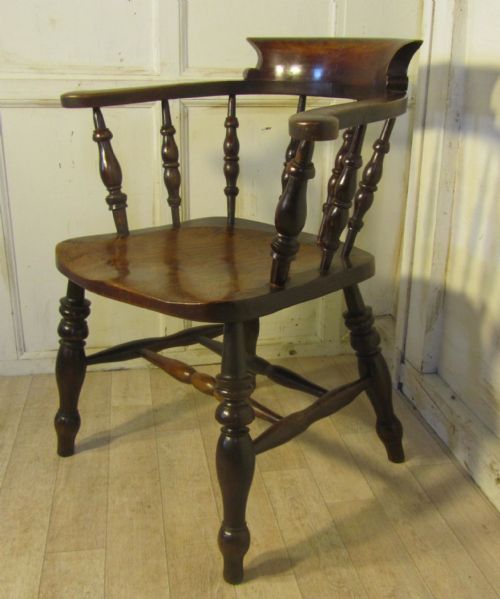 Early 19th Century Beech & Elm Smokers Bow Office or Desk Chair