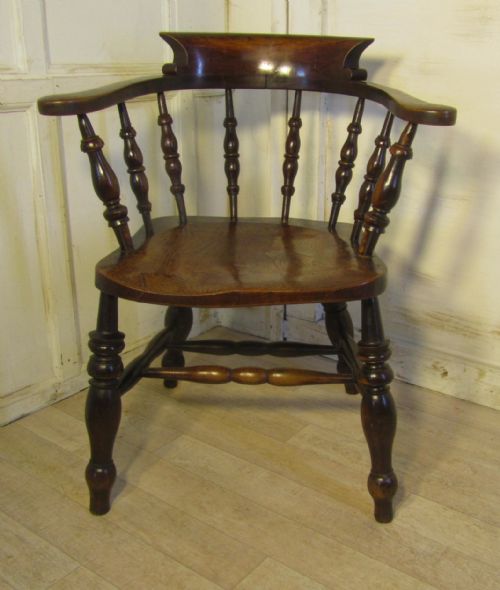 fig 1. Early 19th Century Beech & Elm Smokers Bow Office or Desk Chair