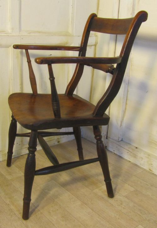 Early Victorian Beech and Elm Rope Back Carver Chair
