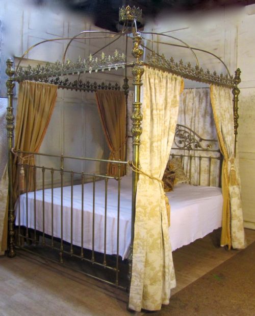 Victorian Brass Four Poster Super Kingsize 6ft Double Bed