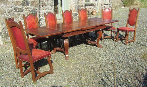 fig 3. A Large 19th Century Carved and Parquetry Oak Draw Leaf table