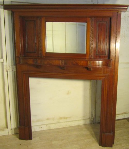 Large Victorian Inlaid Mahogany Fireplace