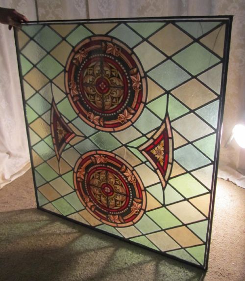 fig 1. 19th Century Painted Stained Leaded Glass Window