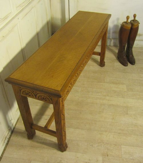 fig 1. Victorian Carved Golden Oak Window Seat, Hall Bench