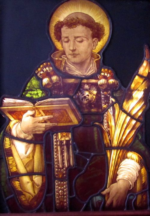 Painted and Stained Glass Window, Leaded Glass Church Window Saint Anthony