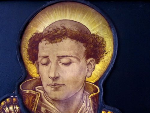 fig 1. Painted and Stained Glass Window, Leaded Glass Church Window Saint Anthony
