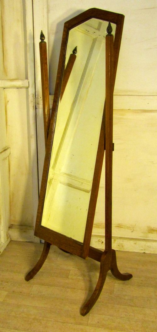 fig 2. Victorian Golden Oak Arts and Crafts Cheval Mirror