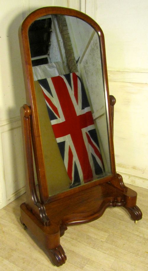 Large Victorian Mahogany Cheval Mirror