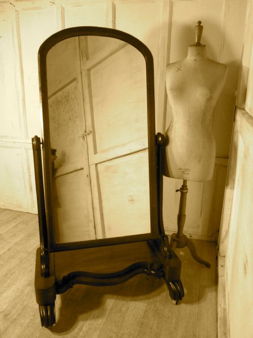 fig 1. Large Victorian Mahogany Cheval Mirror