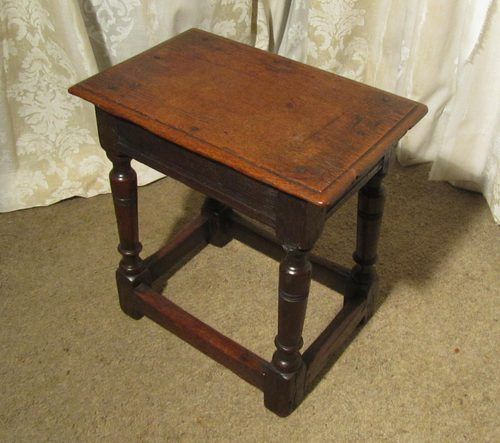 Antique Rustic Oak Joint Stool