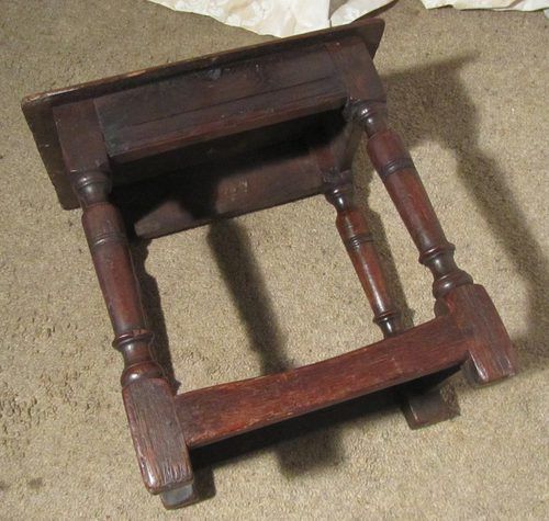 fig 1. Antique Rustic Oak Joint Stool