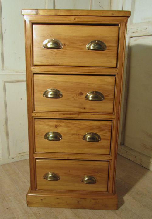 An Unusual 4 Drawer Victorian Pine Chest of Drawers, Filing Cabinet