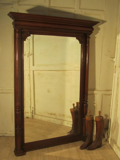 A Very Large French Carved Walnut Wall Mirror