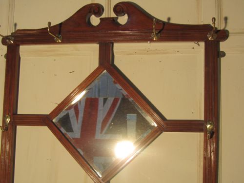 fig 1. Edwardian Mahogany Hall Mirror with Hat and Coat Hooks
