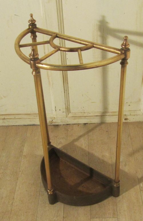 fig 1. Victorian Half Round Brass and Iron Stick Stand or Umbrella Stand