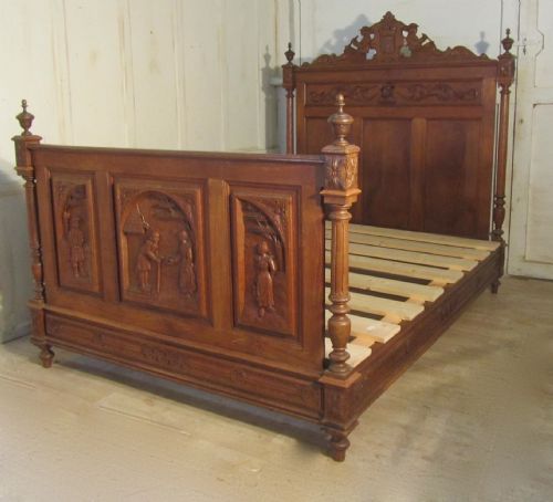 fig 1. Breton Carved Golden Oak Marriage Double Bed