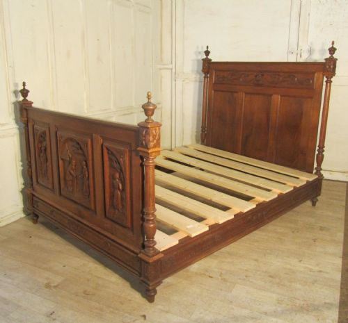 fig 2. Breton Carved Golden Oak Marriage Double Bed