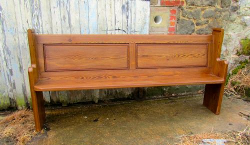 A Victorian Pitch Pine Church Pew or Kitchen Bench