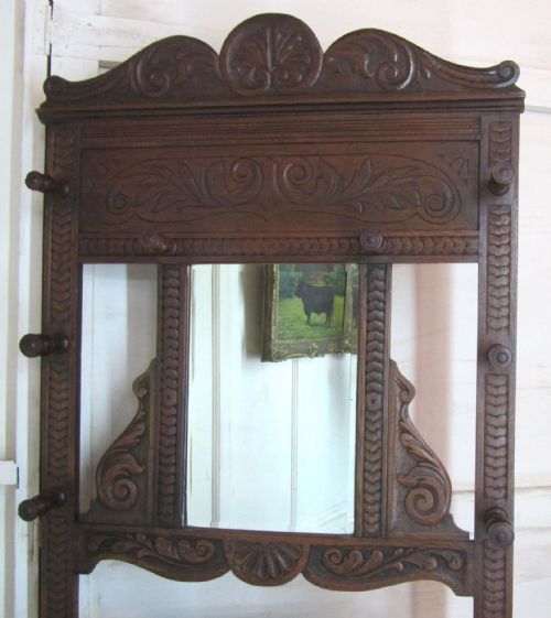 fig 1. Victorian Green Man Gothic Carved Oak Hall Stand