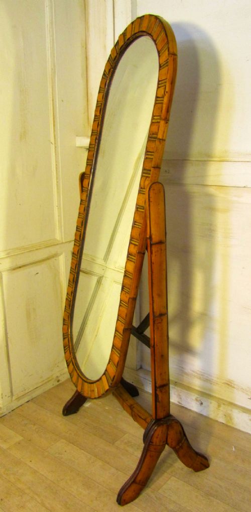 fig 1. Art Deco Oval Bamboo Cheval Mirror