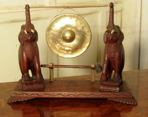 Indian Carved Elephant Table Gong