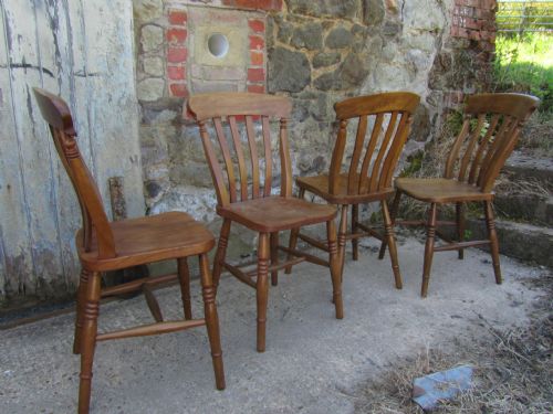 fig 1. A Harlequin Set of 8 Beech & Elm Country Kitchen Dining Chairs